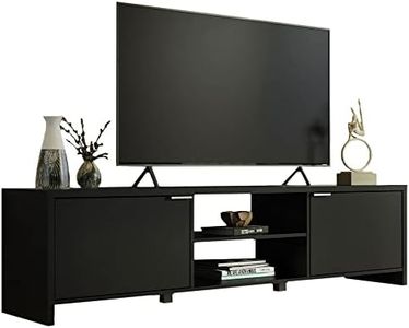 Madesa TV Stand Large Media Console with Cable Management for 65, 75 Inch Media Storage Gaming Living Room Entertainment Center Modern Wooden Television Cabinet - Black