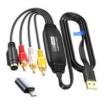avedio links VHS to Digital Converter, USB2.0 Video Cpture Card, RCA AV to USB Audio Video Converter, 1080P Video Capture Device Convert VHS VCR DVD to Digital Adapter (Black)