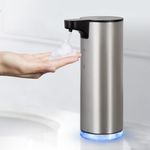 LAOPAO Soap Dispenser, Rechargeable Automatic Soap Dispenser Stainless Steel Touchless Foaming Soap Dispenser for Bathroom Auto Hand Soap Dispenser for Kitchen, Xmas Gift,9oz