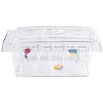 Kioiner Fish Breeding Box, 4 Rooms Suspended Breeder Box, Large Capacity HD Fish Isolation Box with 2 Suction Cups for Baby Fishes Guppy Shrimp Clownfish Betta Hatchery