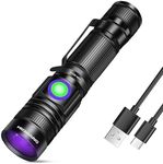 DARKBEAM UV Black Light Flashlight 395nm - Rechargeable USB Woods Lamp, Powerful Mini Ultraviolet LED Blacklight Flashlights - Resin Curing, Detector for Pet/Cat/Dog Urine, Stains, Scorpions