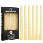 Dinner Candles Pack 3 or 6 Twisted Candles White Red Gold Coloured Spiral Candles Non Drip Long Lasting Candles 6 Hours Burn Non Scented (Ivory, Pack of 6)