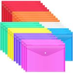 28 Pcs Plastic File Folders, A4 Paper Size Waterproof File Envelopes with Snap Button for School Home Work Office Organization (8 Assorted Colors)