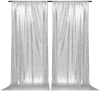 PartyDelight Silver Sequin Backdrop Curtains 5x10ft 2 Panels
