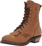 Ad Tec 9in Men's Packer Genuine Crazy Horse Leather Work Boots, Brown - Non Slip Rubber Sole Moderate for Riding, Hiking and Construction