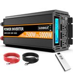 SUDOKEJI 2500W power inverter 12V DC to AC 110V/120V (peak) 5000W converter 3 sockets car inverter with remote control and LED display 3.4v USB port