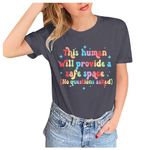 Pride Shirts for Women Rainbow Heart Print Short Sleeve T Shirt LGBT Gay Pride Month Tops Fashion Round Neck Short Sleeve Summer Vacation T Shirts Flower Printing Blouse Tops Exercise (A 1-Grey, XXL)