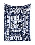 Huglanket Brother Gifts for Adult, Flannel Blanket Throws for Brother, Funny Gifts for Birthday, Christmas (50"x 65") - World's Best Brother