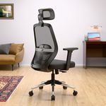 Green Soul Eva Office Chair | High Back Mesh |1D Adjustable Armrest | Ergonomic Computer, Desk Chair, Work from Home Chair with Built-in Lumbar Support, Heavy Duty Metal Base (Black Grey)