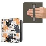 kwmobile Case Compatible with Kobo Libra Colour Case - PU Cover w/Strap - Cats Orange/Black/White