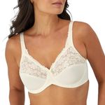 Lilyette Bali Minimizer Bra, Lacey Underwire Bra with Full-Coverage & Natural Support, Underwire Bra for Everyday Wear, Pearl, 38D