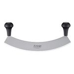 Triangle Germany 14 inch Mezzaluna Knife, Rust-Free Stainless Steel Curved Blade with Ergonomic Handle, Pizza Cutter, Vegetable, Salad and Fruit Chopper, Professional-grade, Dishwasher Safe