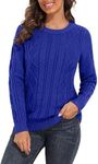 PrettyGuide Women's Sweater Crewneck Cable Knit Long Sleeve Pullover Tops L Blue