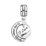 GNOCE "I Love You to The Moon & Back Charm Pendant 925 Sterling Silver Dangle Charm for Bracelet Necklace Best Gifts for Her