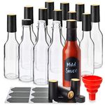 14-PACK Hot Sauce Bottles 5oz with Caps, Funnel for Kitchen, Chalk Labels & Marker, Shrink Capsules, Dripper Inserts. Mini Wine Bottle Hot Sauce Kit, 5 Oz Woozy Glass Bottle Dasher by Talented Kitchen