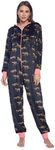 Ashford & Brooks Women's Fleece Hooded One Piece Pajama - Leopard Black - XX-Large