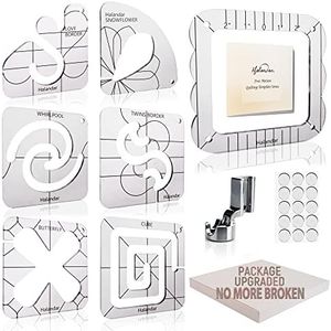 Halandar 6 Pcs Free Motion Quilting Template Series with 1 Quilting Frame 1 Ruler Foot 15 Non-Slip Mats 1 Instruction, 3mm Acrylic Templates for DIY Quilting Tool on Sewing Machine Ruler