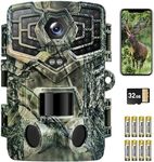 EUKI Wildlife Camera 2.7K 48MP WiFi Bluetooth Trail Camera with Night Vision Motion Activated with 32GB SD Card and 8 Batteries IP66 Waterproof 120°Detection Angle 950nm No Glow LED for Outdoor Garden