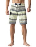 Nonwe Men's Sportwear Quick Dry Board Shorts with Lining, Grey&beige-413, 36A