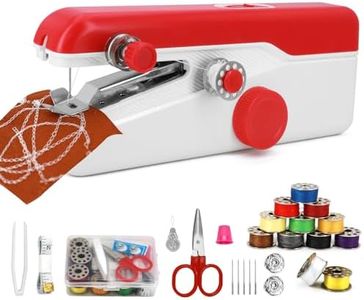 Xamanabu Handheld Sewing Machine, Mini Portable Sewing Machine for Beginners, Electric Fast Stitching, DIY Fabric Clothes Repair Kit, Home Travel Mending Machine with Accessories (Red)