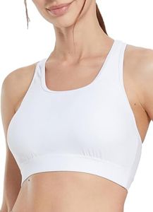 baleaf Women's Swim Sports Bra Modest Bathing Suit Support Bikini Top Under Rash Shirt Full Coverage Large Bust White 34