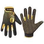 HANDLANDY Youth American Football Gloves, Sticky Wide Receiver Gloves for Kids & Adult, Black and Gold Stretch Fit Football Gloves (Youth S)