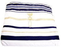 Holy Land Market Men's Messianic Seal Christian Sign Tallit Hebrew English Prayer Shawl (72 x 22-inch)