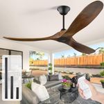 OUENGK 70 Inch Wood Ceiling Fan Without Light, 3 Blade Propeller Ceiling Fan with Remote, Outdoor Large Ceiling Fan No Light for Patios Bedroom Living Room Kitchen Porch