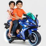 Wishmaster Kids Electric Sports Bike Double Seater | Real Sound & LED Wheel Lights | Bluetooth | Hand Accelerator + Foot Brake | Fully Assembled Toy for Boys & Girls Age 2-10 Years | 6 months Warranty