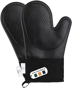 Silicone Oven Gloves Heat Resistant by Laffair - Black Oven Gloves Silicone Oven Mitts Heat Resistant - Premium Non-Slip Design Kitchen Gloves