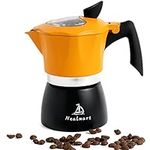 NEALMART Stovetop Espresso Coffee Maker, Orange Premium Aluminum Moka Pot 3 Espresso Cups, Percolator Coffee Pot, Italian Coffee Maker Greca Coffee Maker for Cappuccino or Latte