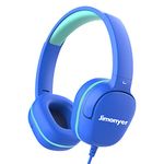 Jimonyer Kids Headphones, V3 Wired Foldable Stereo Tangle-Free 3.5mm Jack Cord On-Ear Headset for Children, Teens, Boys, Girls, Smartphones, School, Kindle, Airplane Travel, Plane,Tablet (Blue)