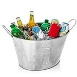 LIVIVO Galvanised Steel 24L Drinks Ice Cool Bucket with Handles - Ideal for Parties, BBQs and Bars Cooling Bottles, Cans of Beer or Soft Drinks