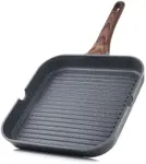 SENSARTE Nonstick Grill Pan for Stove Tops, Versatile Griddle Pan with Pour Spouts, Square Grill Pan for Big Cooking Surface, Durable Grill Skillet for Indoor & Outdoor Grilling. PFOA Free, 11 Inch