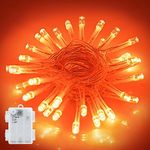 Gcstnn Halloween Orange Fairy Lights Outdoor, 3M 30 LED Orange String Lights, Timing Function, IP65 Waterproof Battery Lights for Halloween Themed Party Carnival Outdoor/Indoor Decorations.