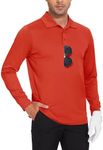 JWM Men's Long Sleeve Golf Polo Shirts - Athletic Casual Travel Performance Collar Shirts Lightweight Quick Dry UPF50 Red