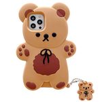 Yatchen iPhone 7/8/SE2 Phone Case, Kawaii 3D Teddy Bear Cartoon, Soft Silicone Shockproof Cover, Cute Bear Pendant, Christmas Birthday Gift for Women Girls