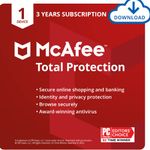 McAfee Total Protection 2024 | 1 Device, 3 Year | Antivirus Internet Security Software | Password Manager & Dark Web Monitoring Included | PC/Mac/Android/iOS | Email Delivery