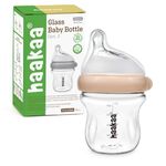 haakaa Gen.3 Natural Glass Baby Bottle 4.2oz/120ml - Wide Neck, Anti-Colic Slow Flow Nipple,Easy to Clean, 0M+ Breastfed Babies, Newborn Registry Essentials,BPA Free-Peach