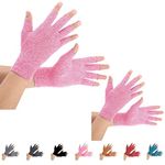 2 Pairs Arthritis Gloves, Compression Gloves Support and Warmth for Hands, Finger Joint, Relieve Pain from Rheumatoid, Osteoarthritis, RSI, Carpal Tunnel, Women (M, Pink)