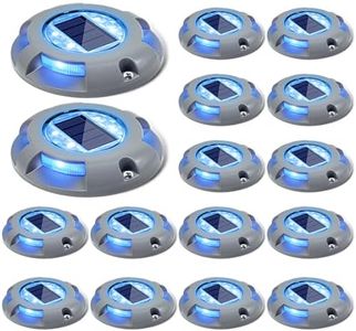 SIEDiNLAR Solar Deck Lights Driveway Dock Light LED Solar Powered Outdoor Waterproof Road Markers for Step Garden Sidewalk Stair Ground Pathway Yard 16 Pack (Blue)