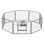 QRD Dog Playpen 24" Height for Puppy/Small Dog Portable Dog Fence for Camper, RV, Yard - 8 Panels