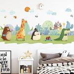 Pumkins Park Pals Animal Adventure Kids Wall Sticker Wall Stickers for Kids Room Bedroom Door Study Boho Nursery Wall Decoration Wall Sticker for Baby Boy Girl Playroom Decor