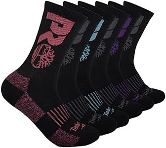Timberland PRO Women's 6-Pack Half Cushioned Crew Socks, Black, One Size