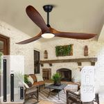 Savey'Sley 70 Inch Ceiling Fans with Lights and Remote, Large Farmhouse Outdoor Ceiling Fans for Patios with Light, High CFM 3 Blade Wood Propeller Ceiling Fan (70 inch ceiling fan with light)