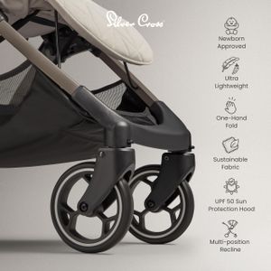 Silver Cross Clic Compact Stroller – Almond Lightweight Pushchair