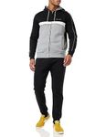 Champion Men's Legacy Sweatsuits-Colorblock Powerblend Fleece Full Zip Hooded Tracksuit, Nero/Grigio/Bianco, M