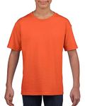 Ages 1-15 Kids Plain Blank T-Shirt Tee Shirt 100% Cotton Boys Girls Childrens Softspun Unisex School Uniform P.E. Gym Orange