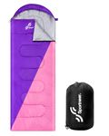 Sleeping Bag, Sportneer Sleeping Bags for Adults 3 Seasons Summer Sleeping Bag Warm Weather Waterproof Lightweight Outdoor Camping Sleeping Bag for Adults Youth Backpacking Hiking Camping, Purple Pink