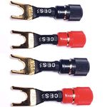 CESS-125 Spades Fork Plug to Twist Binding Post/Banana Female Jack Socket for Speaker & Amp & Power, Y Plugs Terminal, 4 Pack